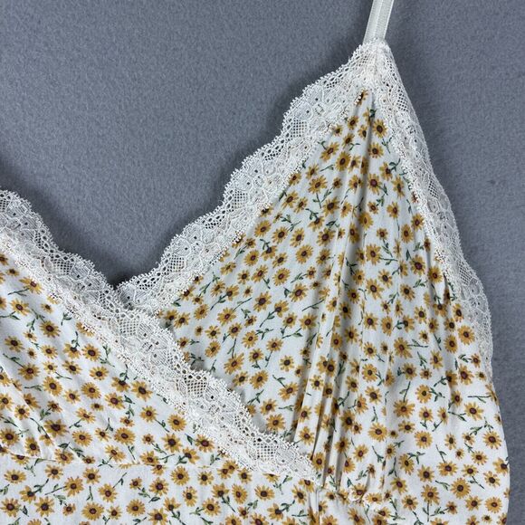 VTG 90s Y2K Babydoll Floral Maxi Dress Women XL Strappy Lace Trim Slip Fairycore - Picture 5 of 14